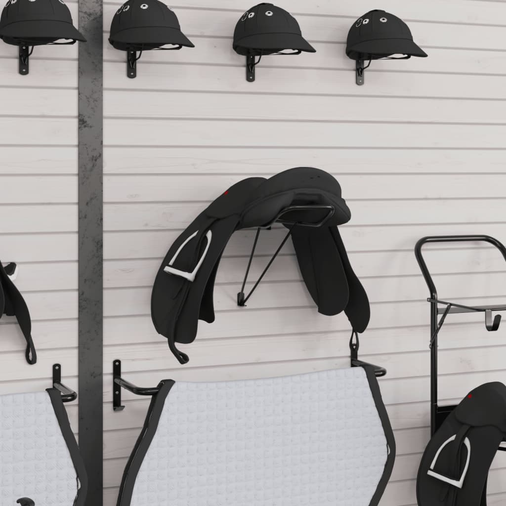 Żelazna czerń z kadłubowaną ścianą Vidaxl Saddle Rack