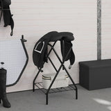 Vidaxl Saddle Rack Plegable de hierro separado Negro