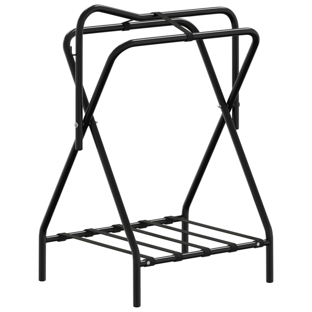 Vidaxl Saddle Rack Plegable de hierro separado Negro