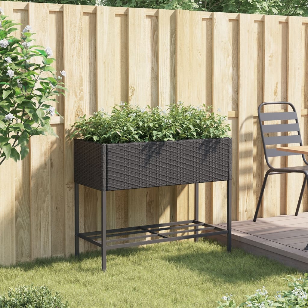 VidaXL Plannet with Schap Poly Rattan Black