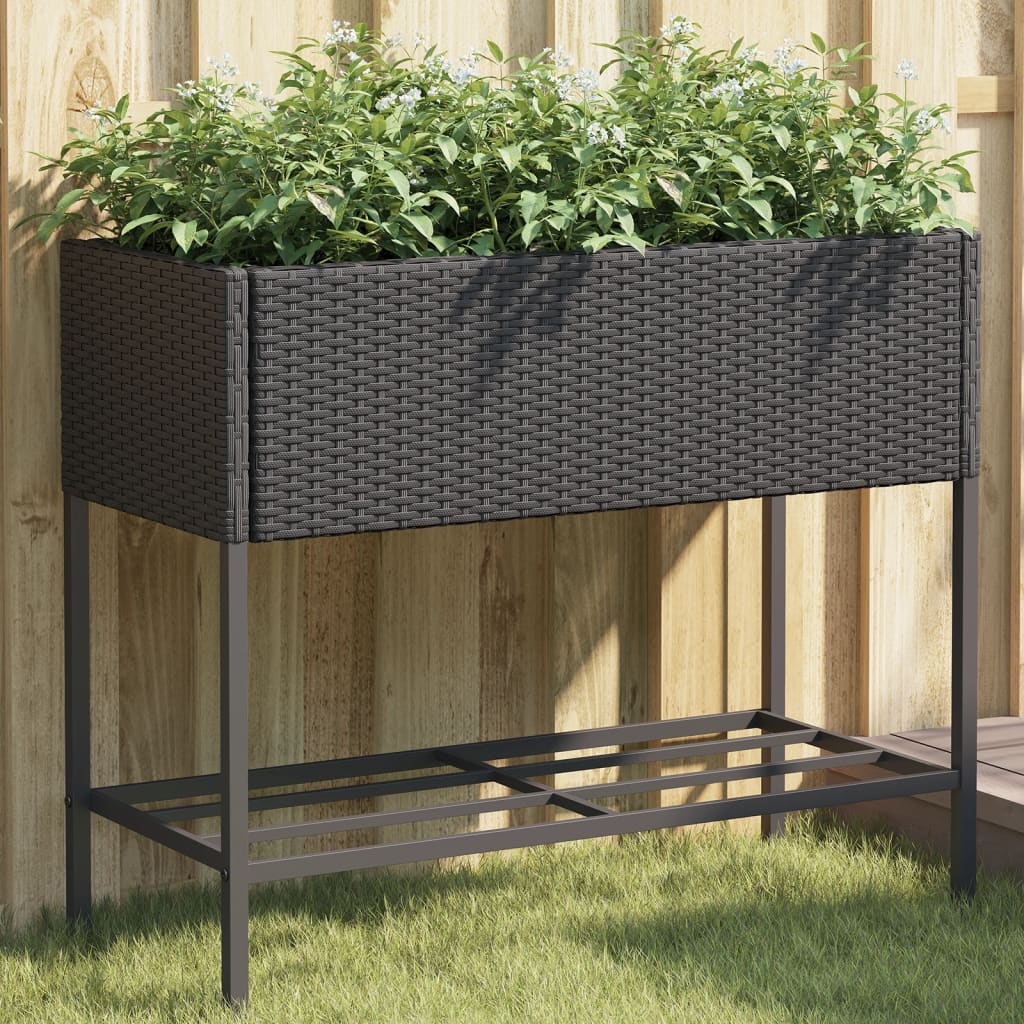 VidaXL Plannet with Schap Poly Rattan Black