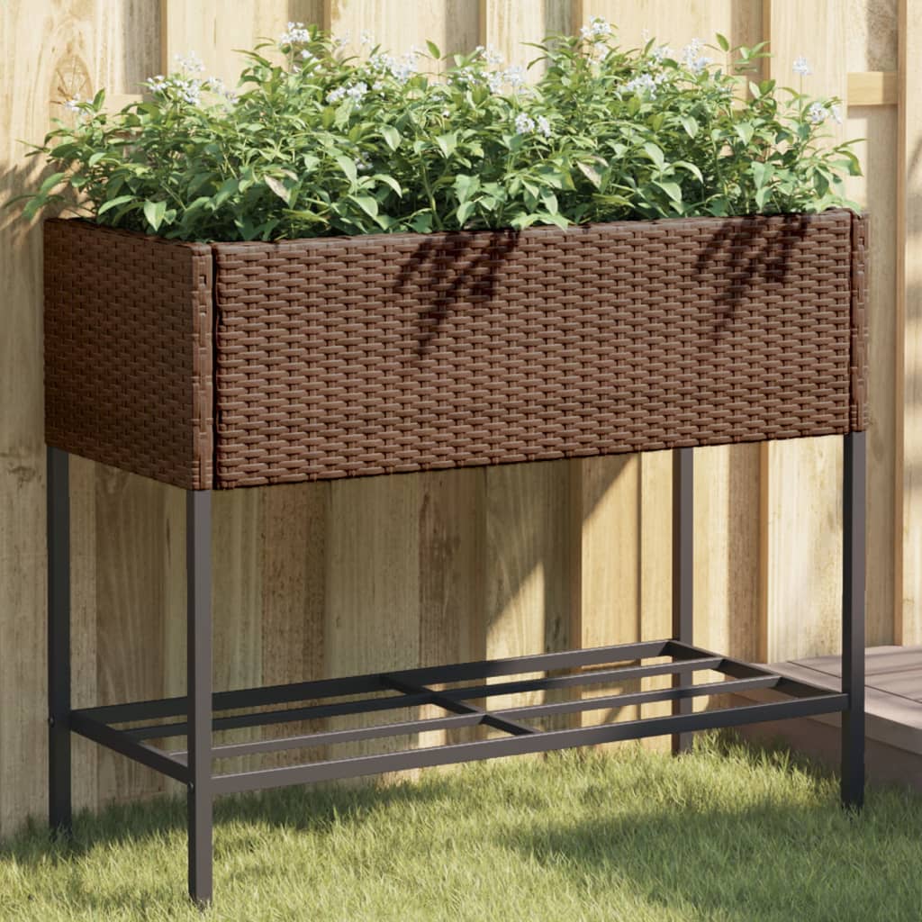 VidaXL Plannet with Poly Rattan Brown shelf