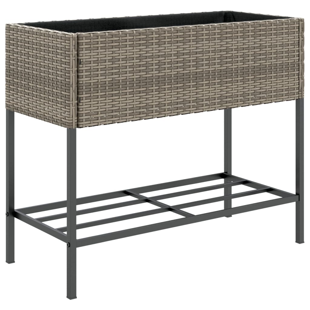 VidaXL Plannet with Poly Rattan Gray shelf