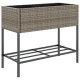 VidaXL Plannet with Poly Rattan Gray shelf