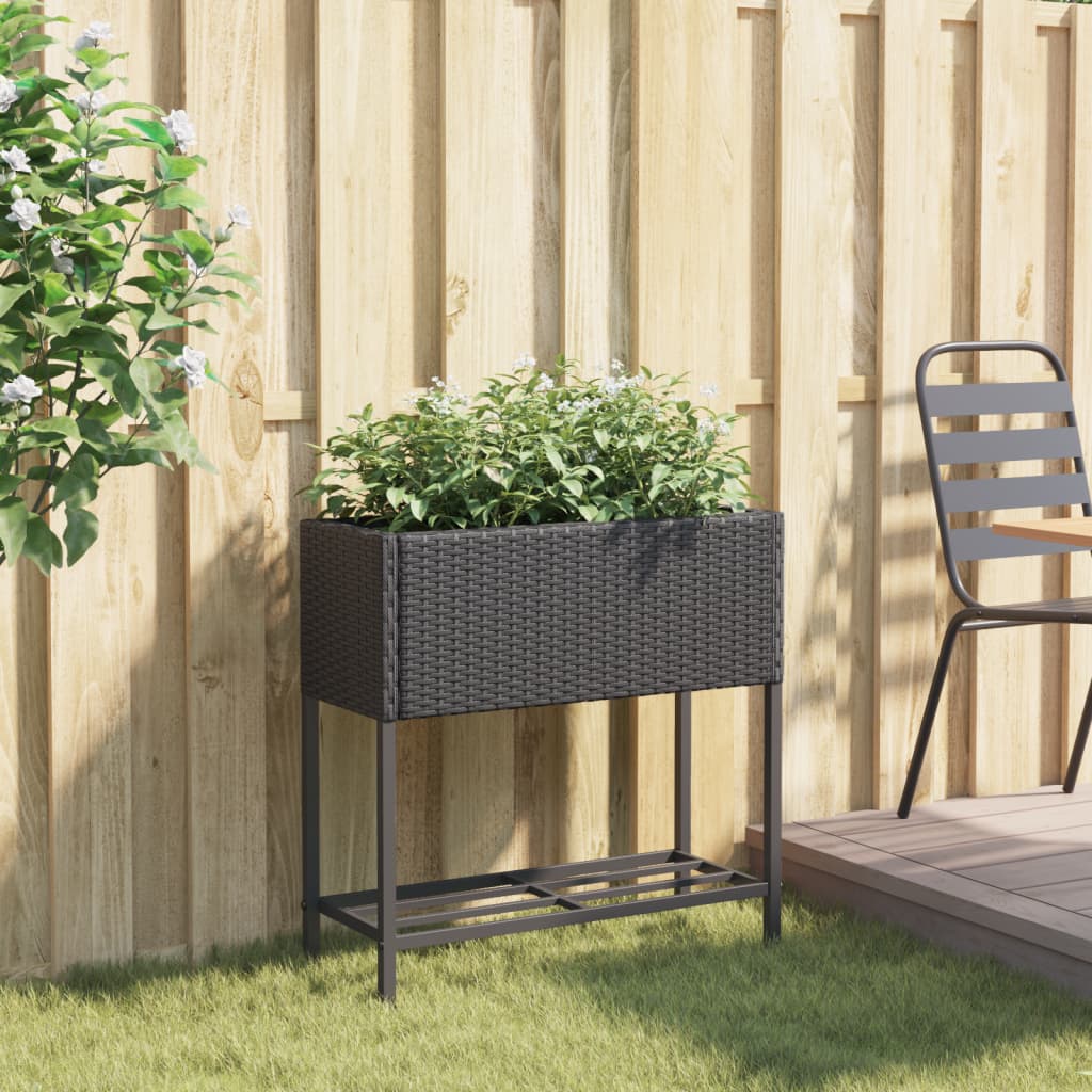 Vidaxl Plannet s Schap Poly Rattan Black