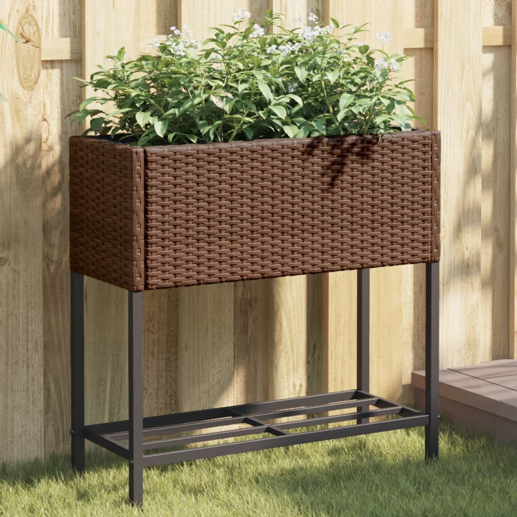 Vidaxl Plannet avec étagère brune en poly rattan