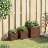 Vidaxl Planters 3 st poly rattan brown