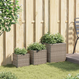 Vidaxl -Pflanzer 3 St Poly Rattan Grey