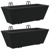 Vidaxl Planters 2 m med krokar Poly Rattan Black