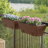 Vidaxl Planters 2 st med krokar Poly Rattan Brown