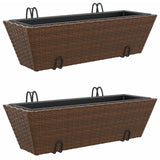 Vidaxl Planters 2 St s kljukicami Poly Rattan Brown