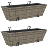 Vidaxl Planters 2 St avec crochets Poly Rattan Gray