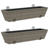 Vidaxl Planters 2 St med kroker Poly Rattan Grey