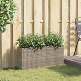 VIDAXL -Planungsbox mit 2 Pots 90x20x40 cm Poly Rattan Grey