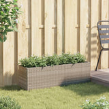 VidaXL Plantenbak met 3 potten 105x30x32 cm poly rattan grijs