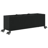 Vidaxl plantenbak met wielen 3 potten 107x32x38 cm poly rattan zwart