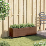 Vidaxl Planter s koly 3 hrnce 107x32x38 cm poly ratan hnědá