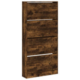 VidaXL shoe cabinet with 4 folding drawers 80x21x163.5 cm smoked oak color