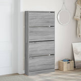 Armoire à chaussures Vidaxl avec 4 tiroirs pliants 80x21x163,5 cm Gray Sonoma