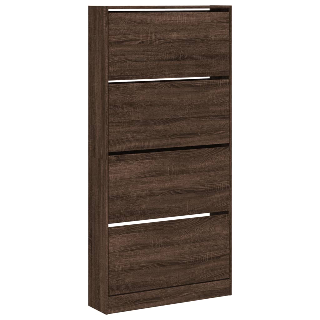 Armoire à chaussures Vidaxl avec 4 tiroirs pliants 80x21x163,5 cm Couleur de chêne brun