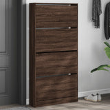 VidaXL shoe cabinet with 4 folding drawers 80x21x163.5 cm brown oak color