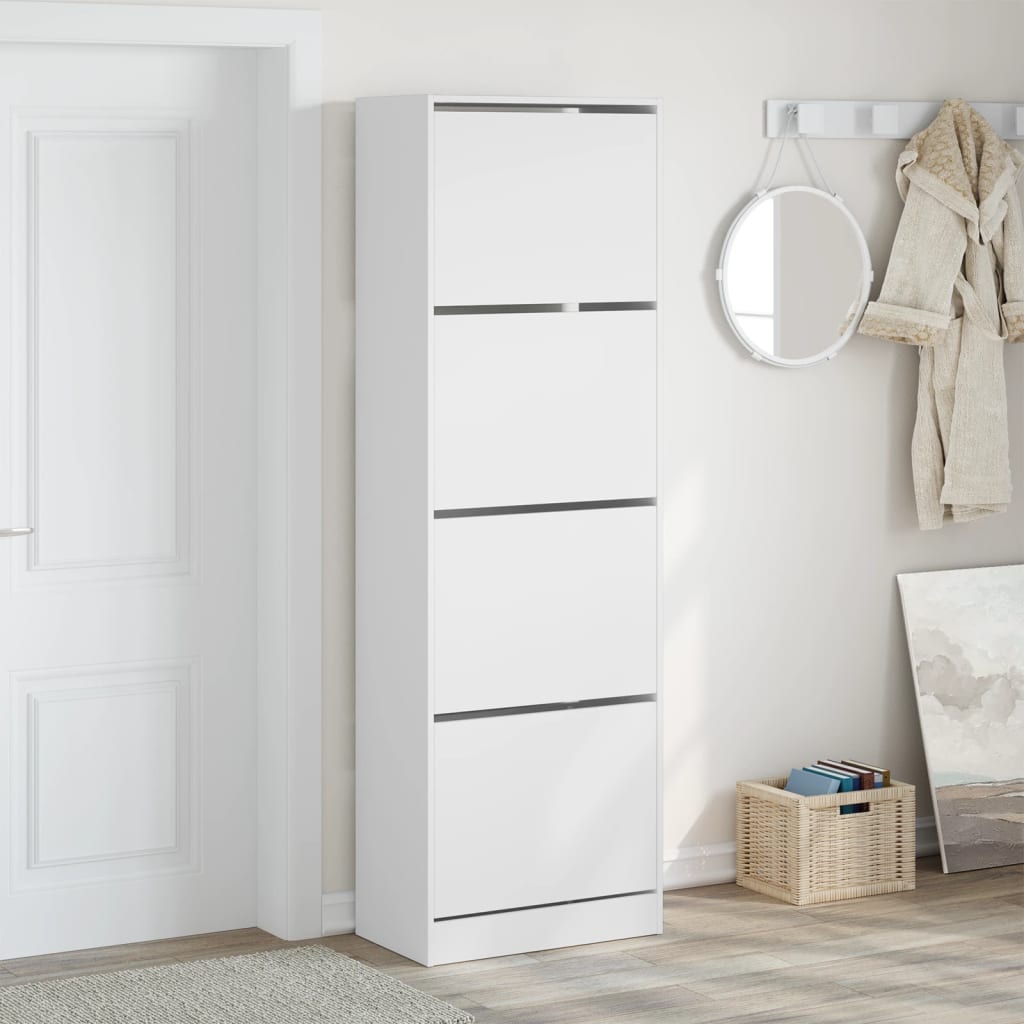 Armoire à chaussures Vidaxl avec 4 tiroirs pliants 60x34x187,5 cm blanc