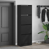 Armoire à chaussures Vidaxl avec 4 tiroirs pliants 60x34x187,5 cm noir