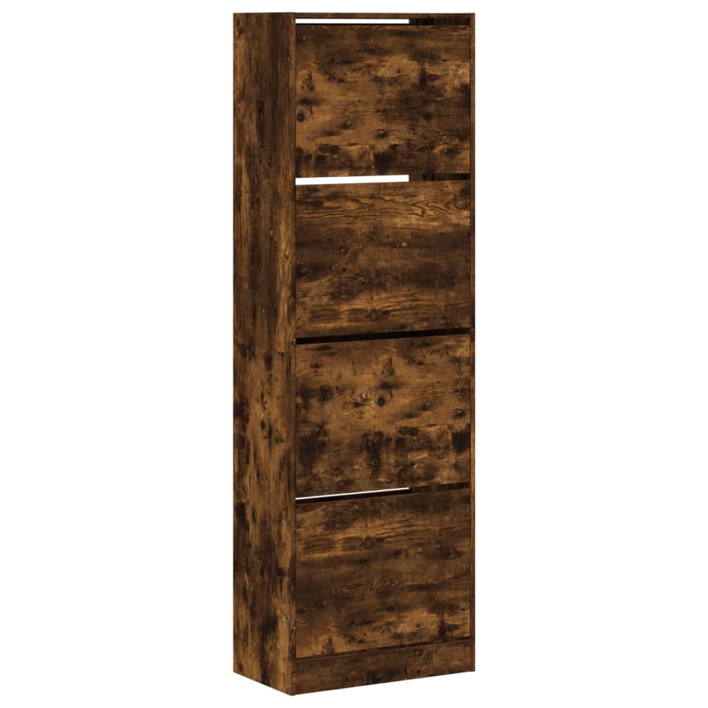 Vidaxl Shoe Cabinet med 4 foldede skuffer 60x34x187,5 cm Røget eg Farve