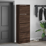 Armoire à chaussures Vidaxl avec 4 tiroirs pliants 60x34x187,5 cm Couleur de chêne brun