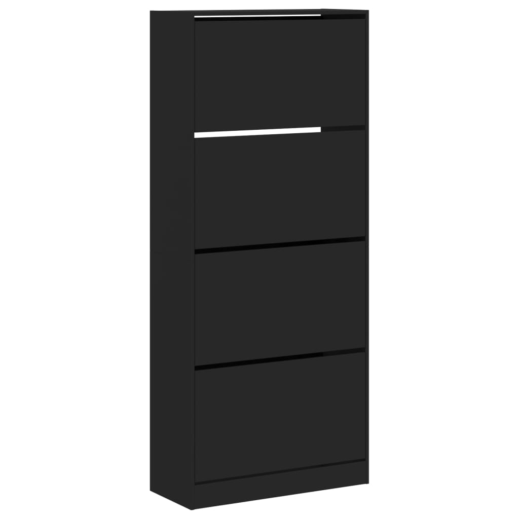 Armoire à chaussures Vidaxl avec 4 tiroirs pliants 80x34x187,5 cm noir