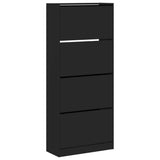 Armoire à chaussures Vidaxl avec 4 tiroirs pliants 80x34x187,5 cm noir