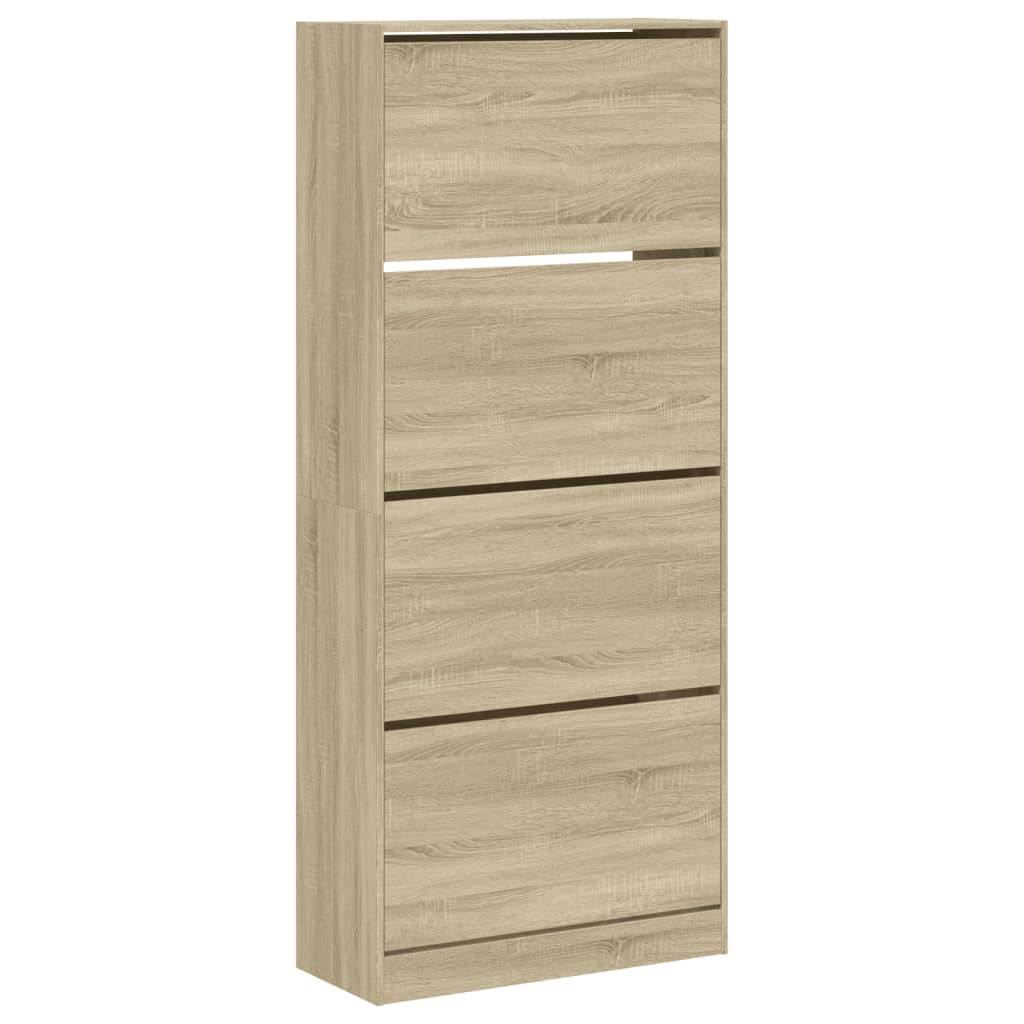 Armoire à chaussures Vidaxl avec 4 tiroirs pliants 80x34x187,5 cm Colorée de chêne sonoma