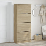 Vidaxl Cabinet da scarpe con 4 cassetti pieghevoli 80x34x187.5 cm Sonoma Oak colorato