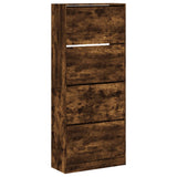 Vidaxl Shoe Cabinet med 4 foldede skuffer 80x34x187,5 cm Røget eg Farve