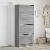 Armoire à chaussures Vidaxl avec 4 tiroirs pliants 80x34x187,5 cm Gray Sonoma