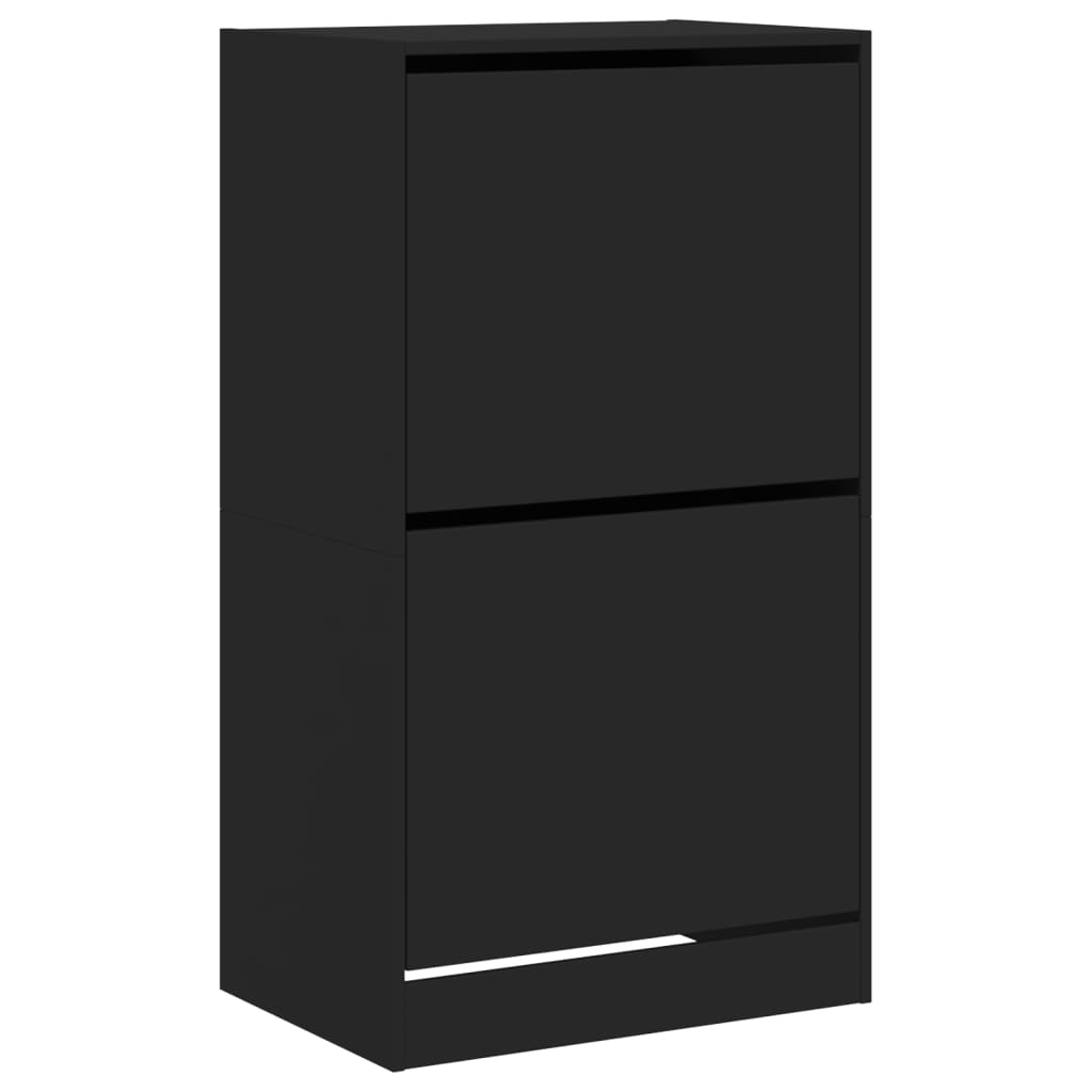 Armoire à chaussures Vidaxl avec 2 tiroirs pliants 60x42x108 cm noir