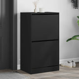 Armoire à chaussures Vidaxl avec 2 tiroirs pliants 60x42x108 cm noir