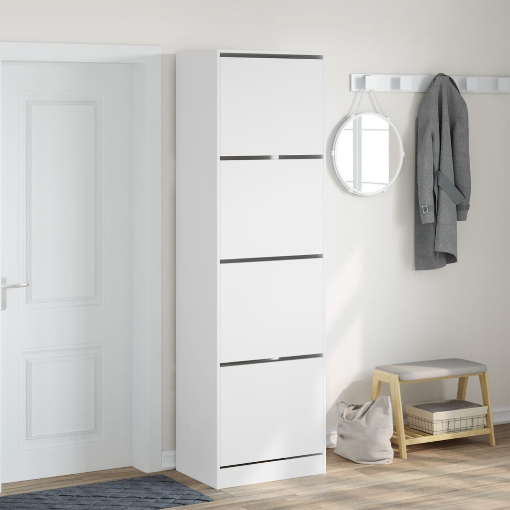 Armoire à chaussures Vidaxl avec 4 tiroirs pliants 60x42x204 cm blanc