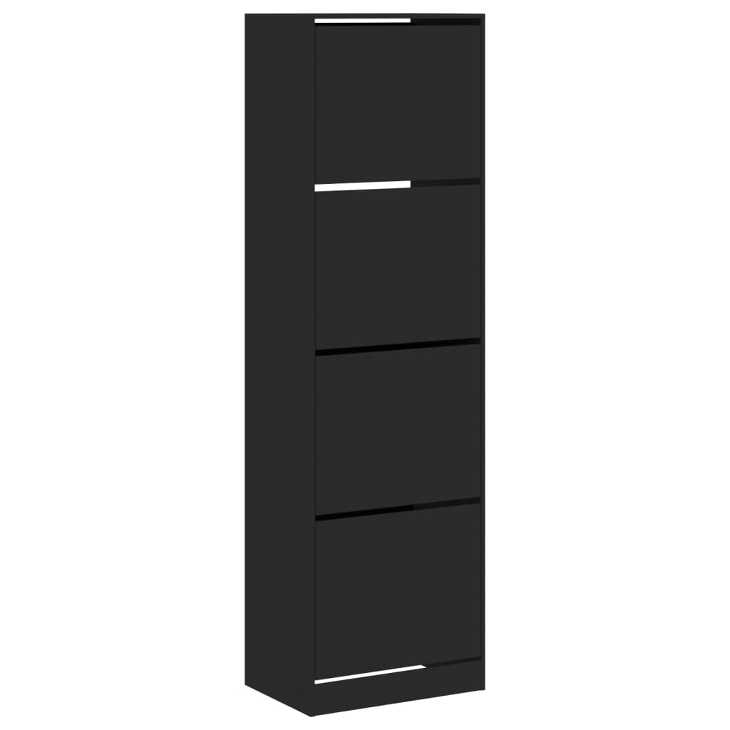 Armoire à chaussures Vidaxl avec 4 tiroirs pliants 60x42x204 cm noir