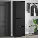 Armoire à chaussures Vidaxl avec 4 tiroirs pliants 60x42x204 cm noir