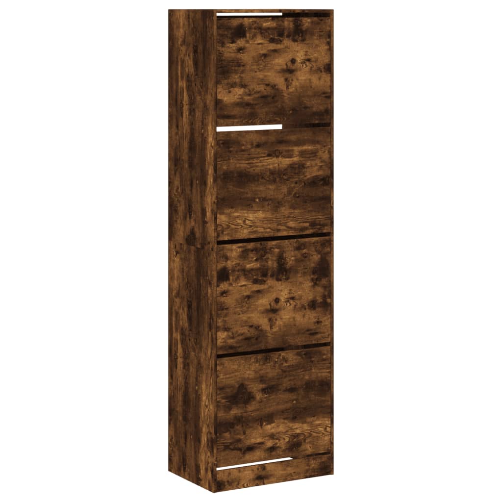 VidaXL shoe cabinet with 4 folding drawers 60x42x204 cm smoked oak colored