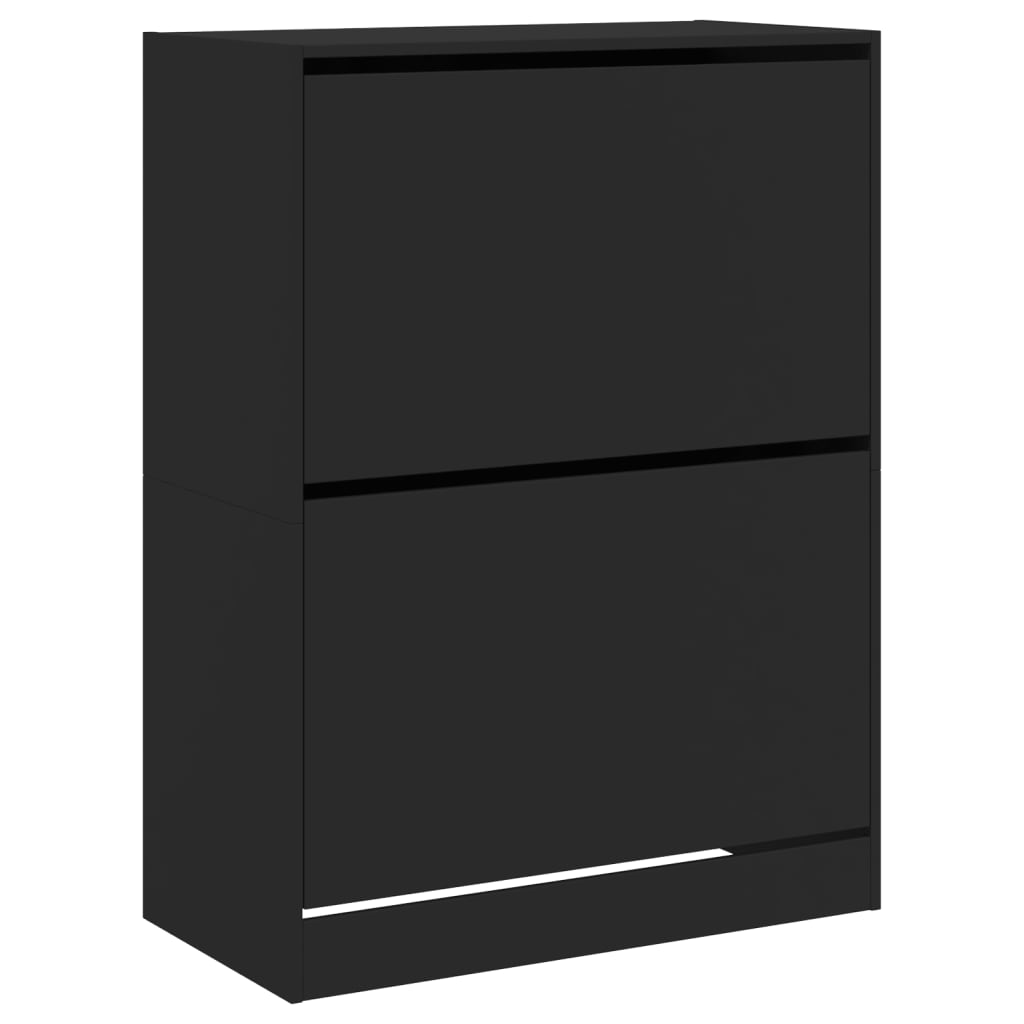 Armoire à chaussures Vidaxl avec 2 tiroirs pliants 80x42x108 cm noir