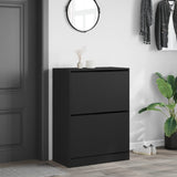 Armoire à chaussures Vidaxl avec 2 tiroirs pliants 80x42x108 cm noir