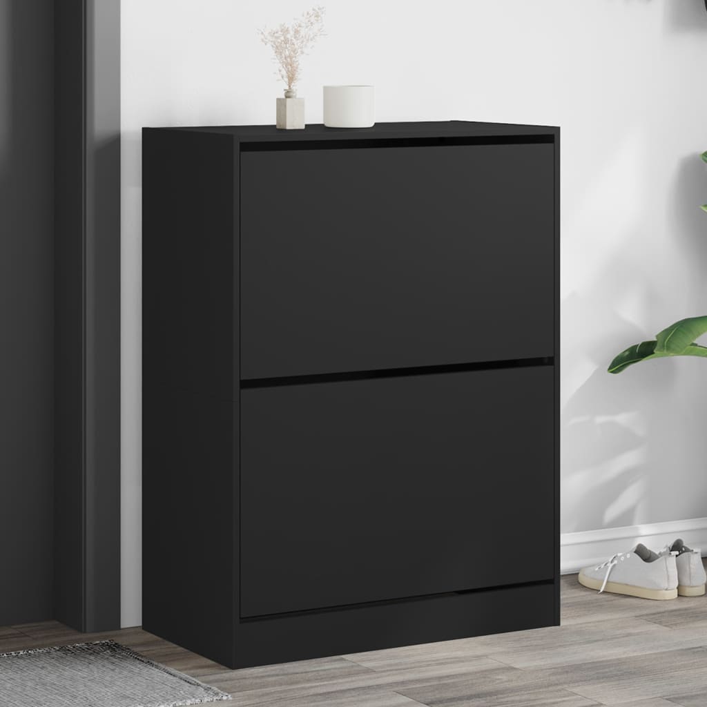 VidaXL shoe cabinet with 2 folding drawers 80x42x108 cm black