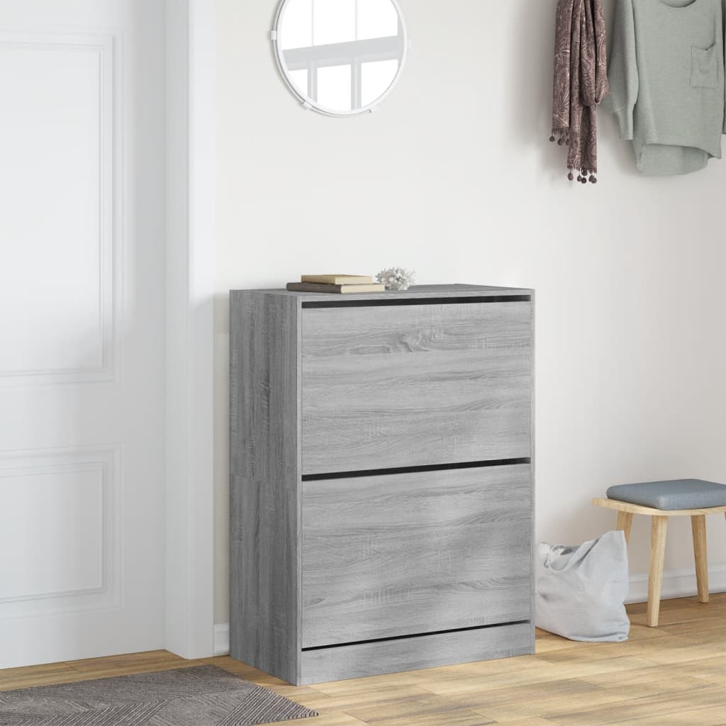 Vidaxl Shoe Cabinet med 2 foldede skuffer 80x42x108 cm grå sonoma