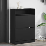 Armoire à chaussures Vidaxl avec 2 tiroirs pliants 80x34x116 cm noir