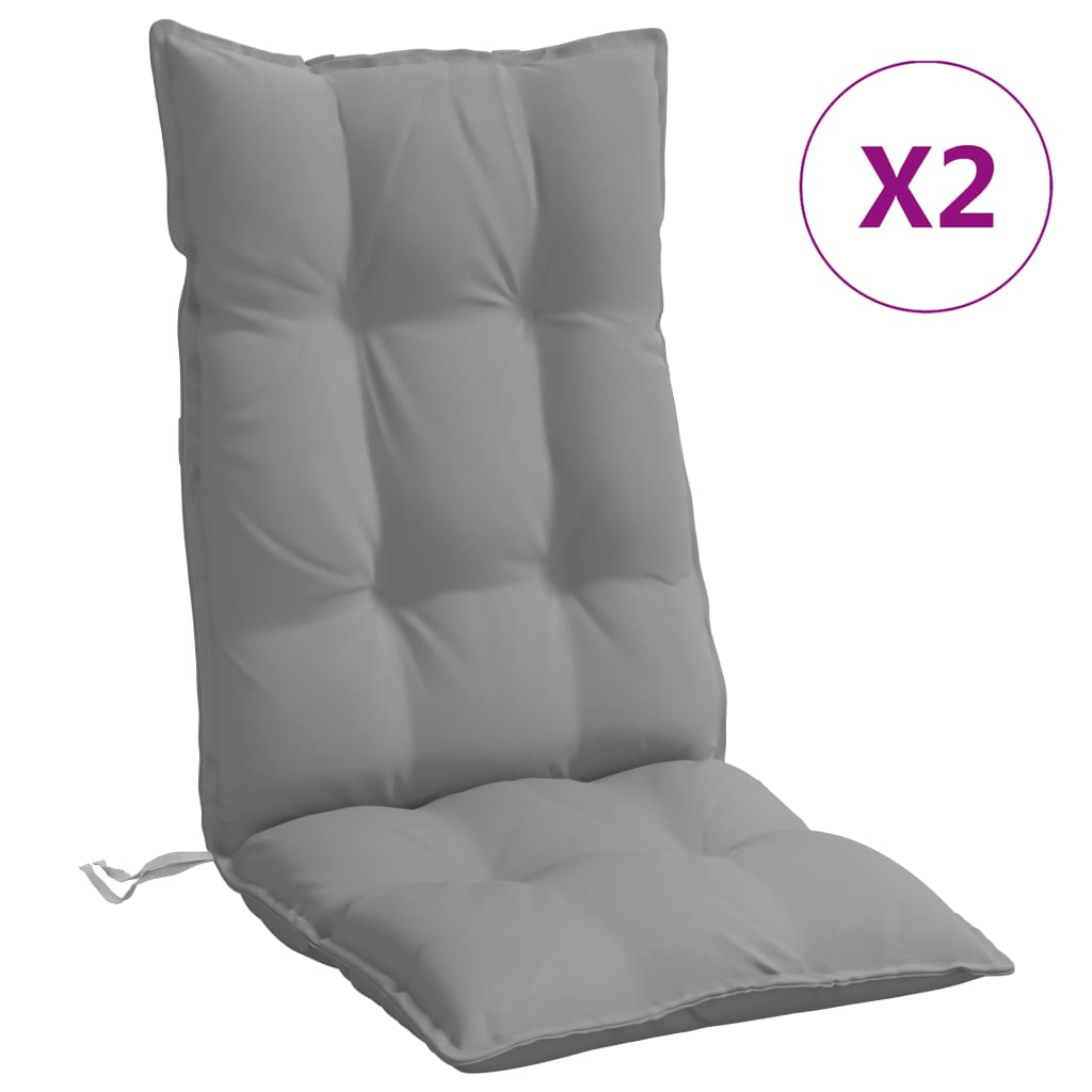 Coussins de chaise vidaxl 2 st haut de dos oxford tissu gris