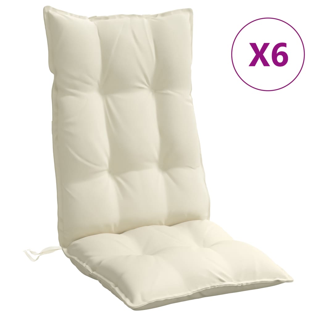 Vidaxl Stuhlkissen 6 St. hoher Rücken Oxford Fabric Crème farbig