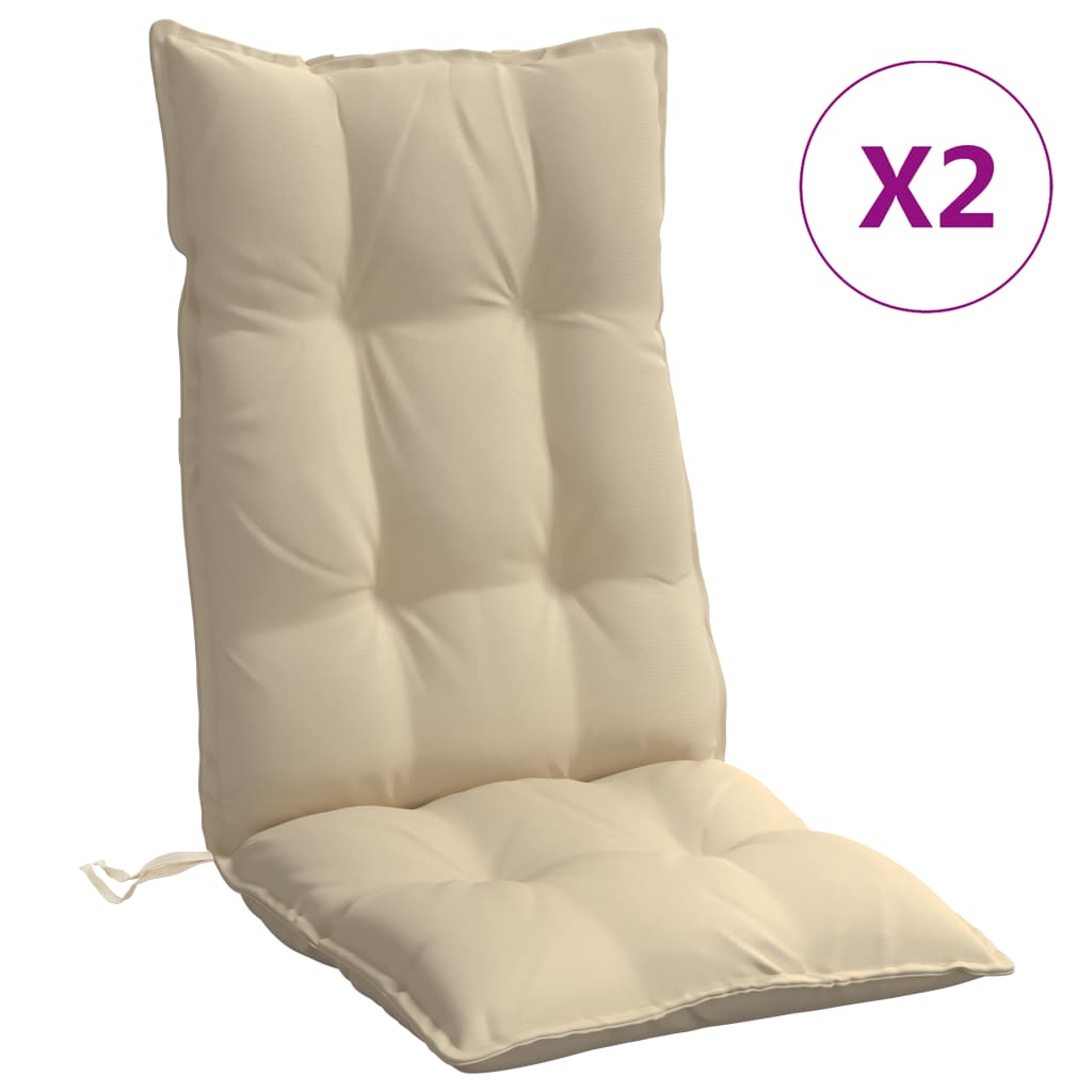 Coussins de chaise vidaxl 2 st haut de dos oxford tissu beige