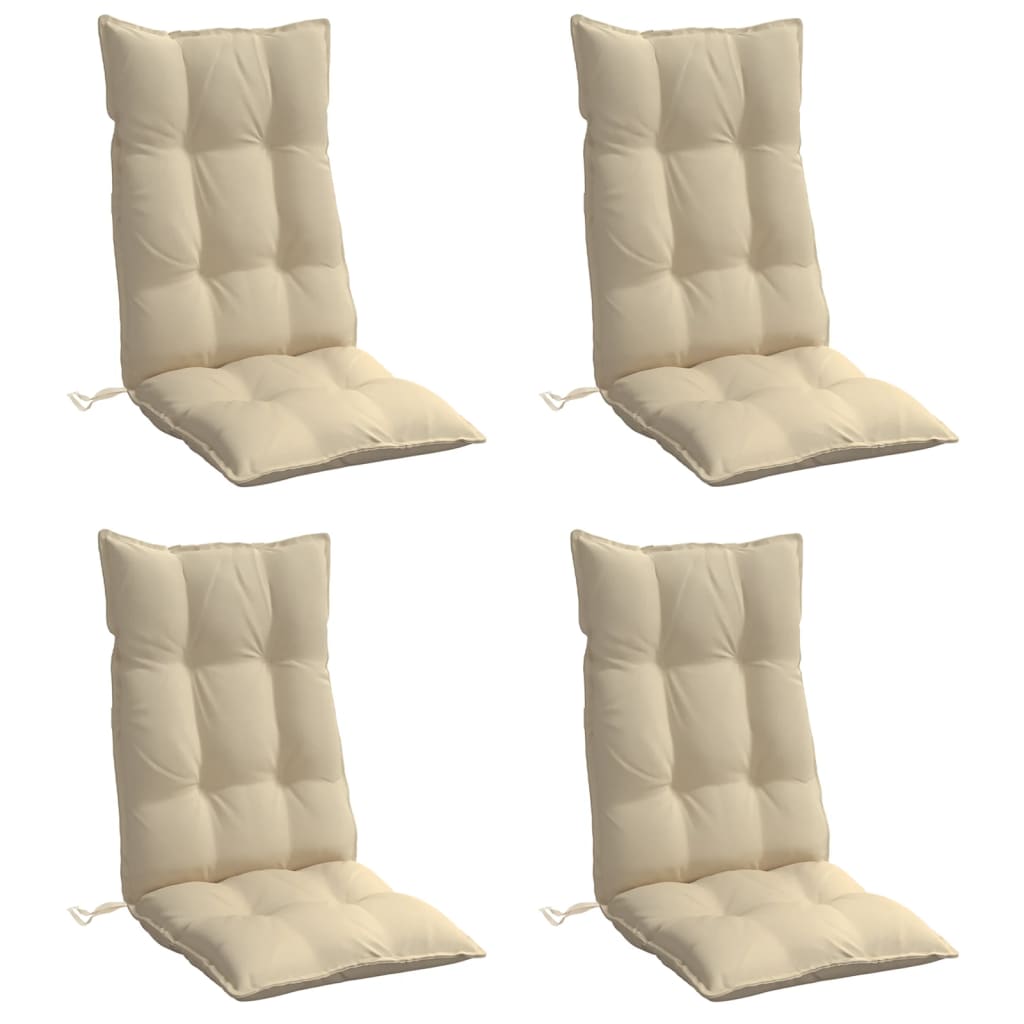 Cojines de silla de Vidaxl 4 st de alto oxford tela beige